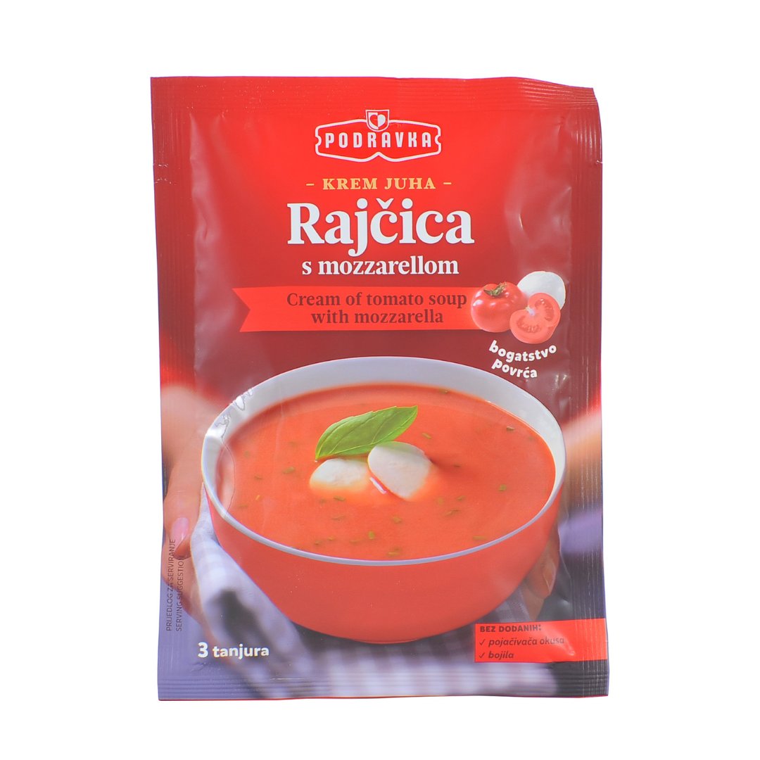 Podravka Tomatencremesuppe mit Mozzarella (KREM JUHA RAJČICA S MOZZARELOM)