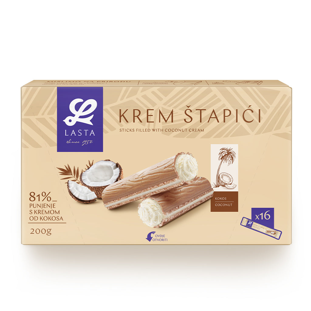 Roomstokjes met kokoslasta (KREM ŠTAPIĆI KOKOS)