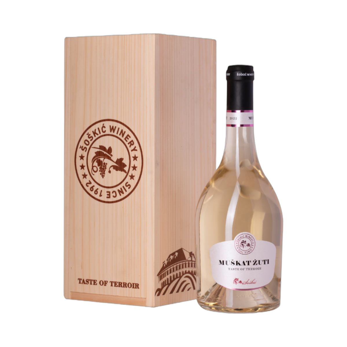ŠOŠKIĆ ŽUTI MUŠKAT TASTE OF TERROIR & WOODEN BOX