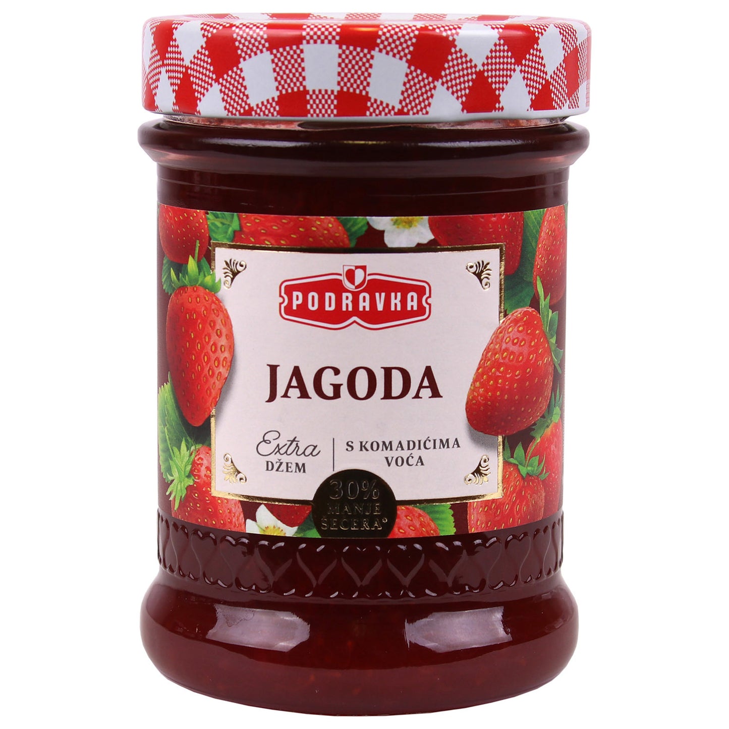 Erdbeermarmelade Podravka (DŽEM S KOMADIĆIMA VOĆA - JAGODA)