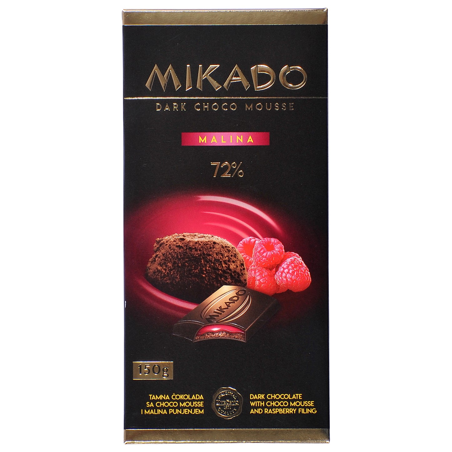 Mikado pure chocolade met chocolademousse en framboos Zvečevo (MALINA)