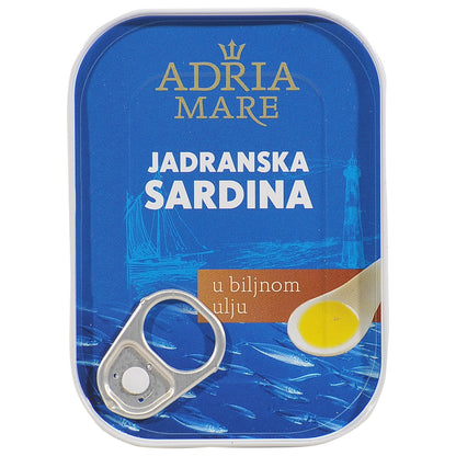 Adriatische Sardinen in Pflanzenöl Adria Mare (JADRANSKA SARDINA U BILJNOM ULJU)