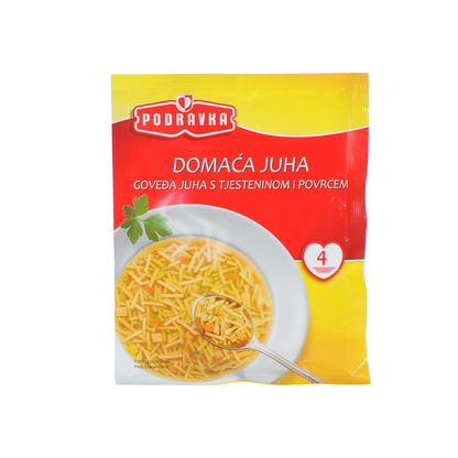 Hausgemachte Suppe Podravka (DOMAĆA JUHA - GOVEĐA S TJESTENINOM I POVRĆEM)