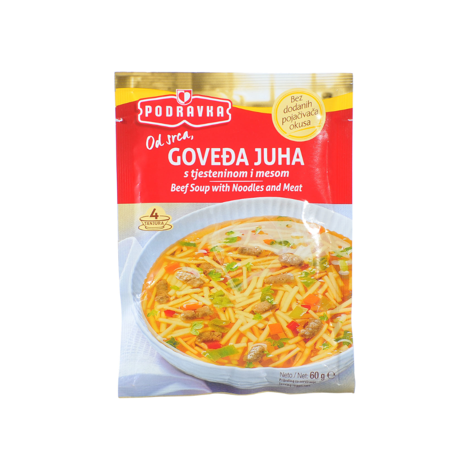 Rindfleischsuppe Podravka (GOVEĐA JUHA S TJESTENINOM I MESOM)