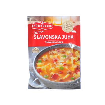 Slawonische Suppe mit Rindfleisch und Nudeln Podravka (SLAVONSKA JUHA))