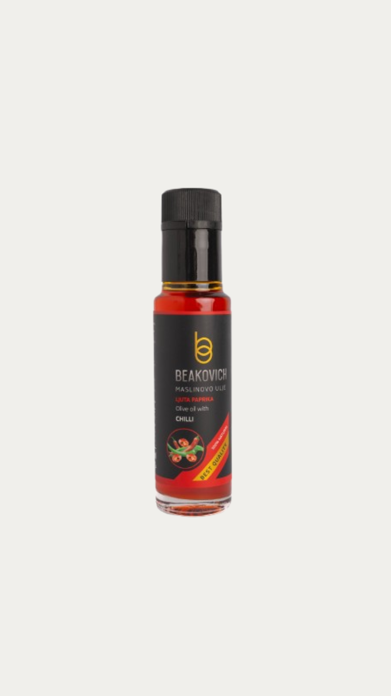Olivenöl mit scharfer Chili 0,25 l – OPG Beaković (MASLINOVO ULJE S LJUTOM PAPRIČICOM)