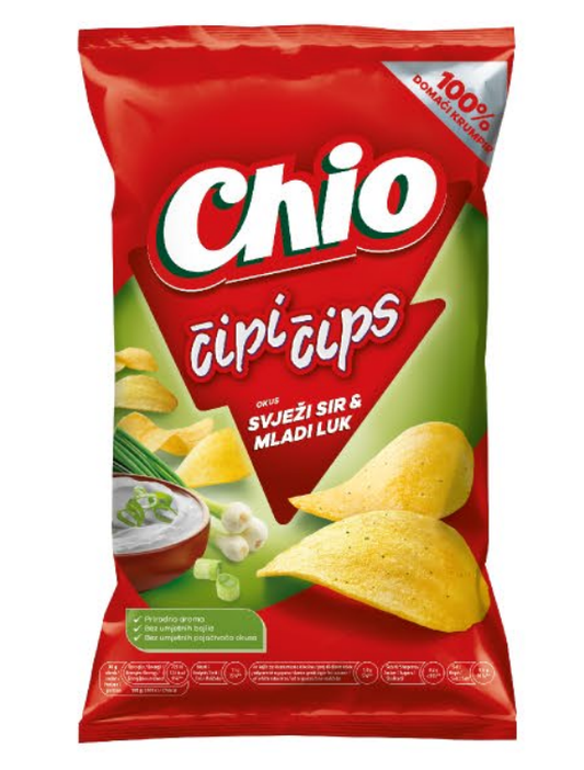 Čipi čips Käse und Zwiebel Chio (SVJEŽI SIR I MLADI LUK)