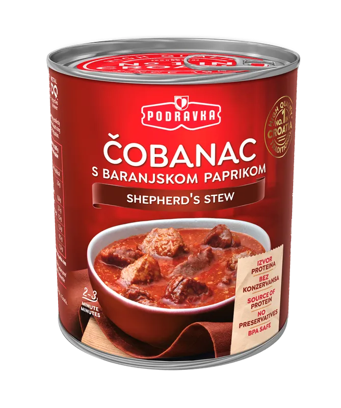 Ragoût de berger Podravka (ČOBANAC avec paprika de Baranya)