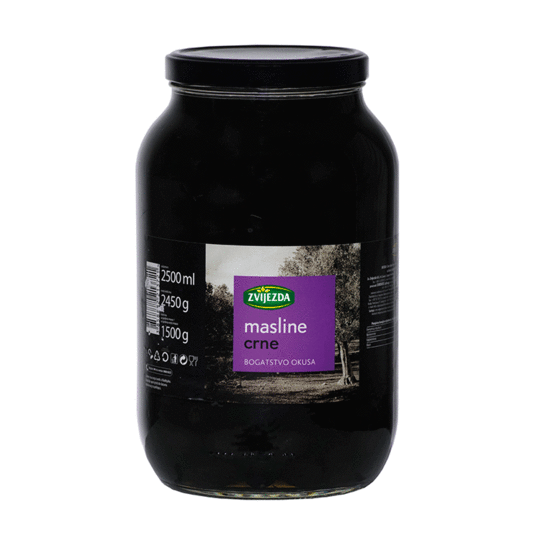 Schwarze Oliven Zvijezda, 1500/2500g (CRNE MASLINE)