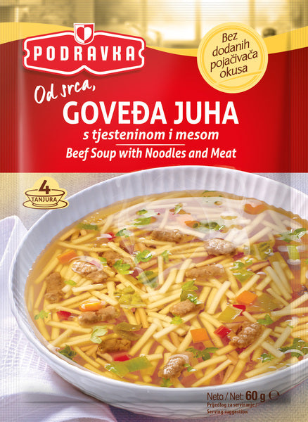 Rindfleischsuppe Podravka (GOVEĐA JUHA S TJESTENINOM I MESOM)