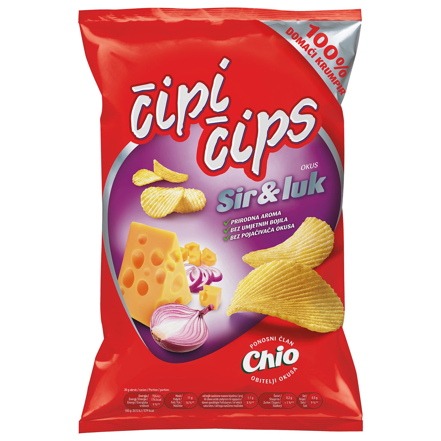 Čipi čips Käse und Zwiebel Chio (SIR I LUK)