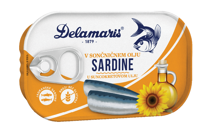 Sardinen in Sonnenblumenöl Delamaris (SARDINE U SUNCOKRETOVOM ULJU)