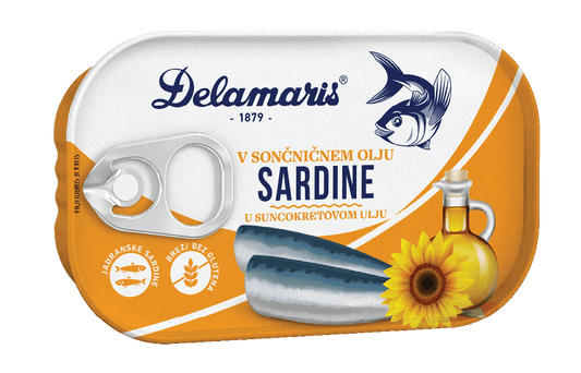 Sardinen in Sonnenblumenöl Delamaris (SARDINE U SUNCOKRETOVOM ULJU)