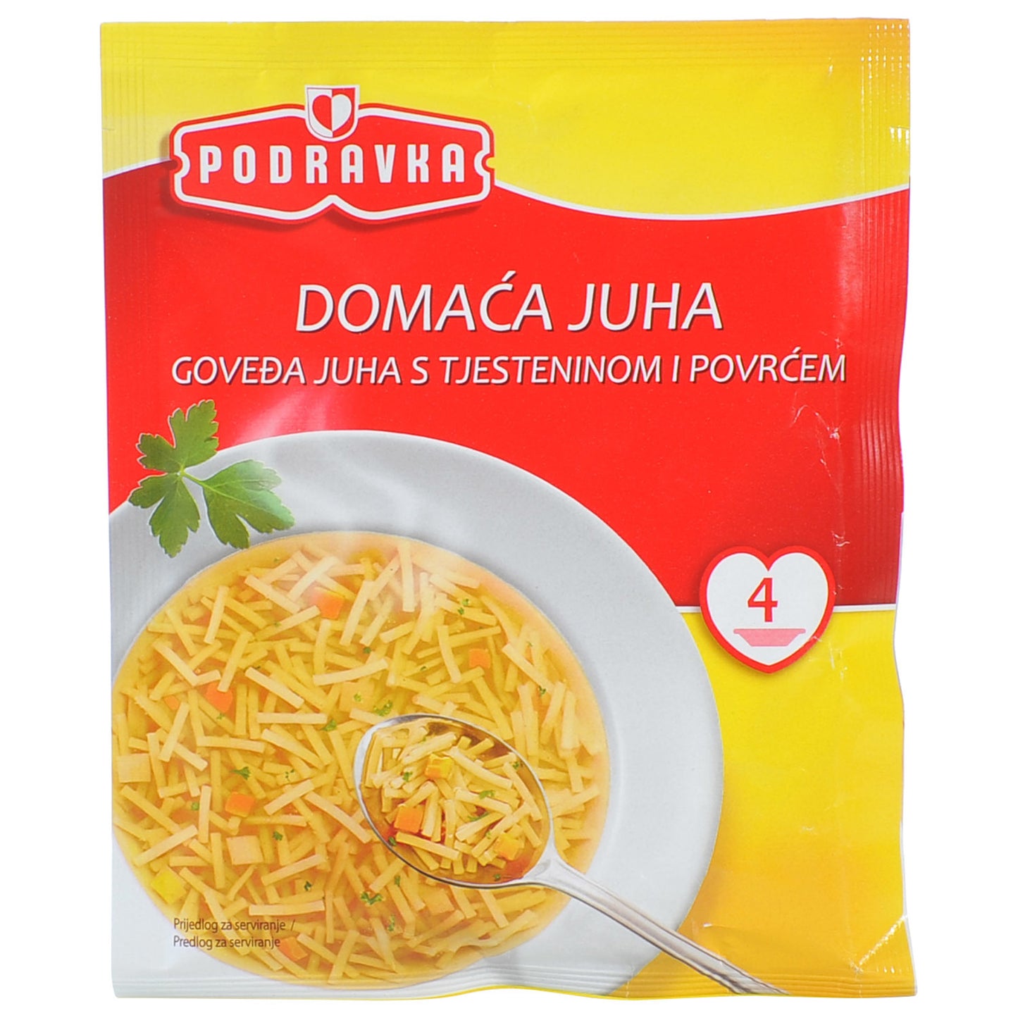 Hausgemachte Suppe Podravka (DOMAĆA JUHA - GOVEĐA S TJESTENINOM I POVRĆEM)