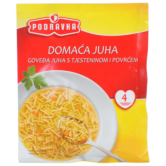 Hausgemachte Suppe Podravka (DOMAĆA JUHA - GOVEĐA S TJESTENINOM I POVRĆEM)