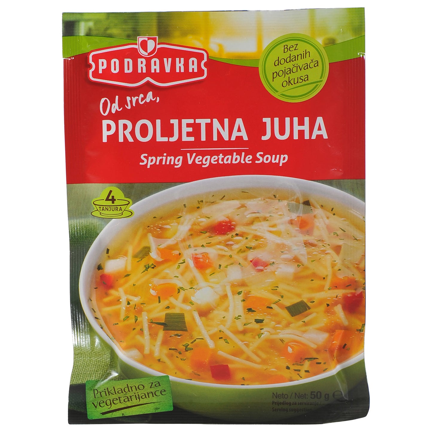 Vegetarische Frühlingssuppe mit Gemüse und Nudeln Podravka (PROLJETNA JUHA)